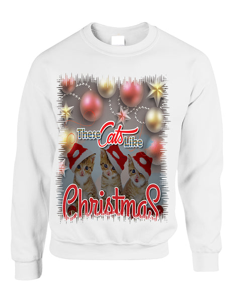 Adult Sweatshirt These Cats Like Christmas Cute Cat Lover Gift