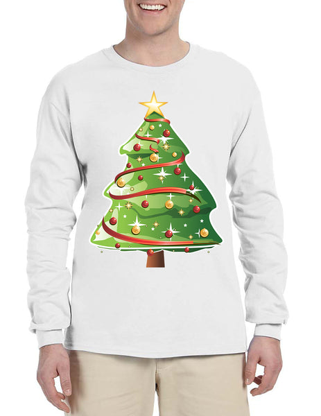 Men's Long Sleeve Christmas Tree Cute Holiday Gift Ugly Xmas