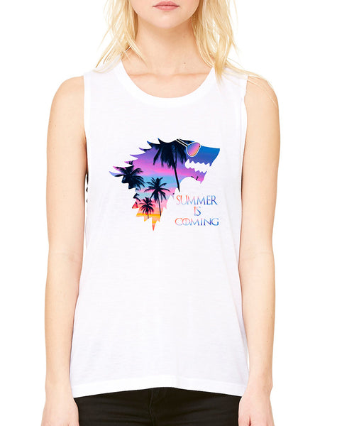 Women's Flowy Muscle Top Summer Is Coming Love Summer Fun