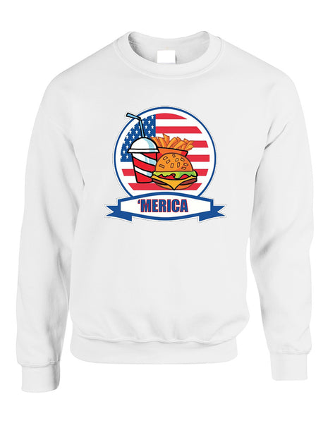 Adult Sweatshirt Fast Food 'merica Love USA 4th Of July Top