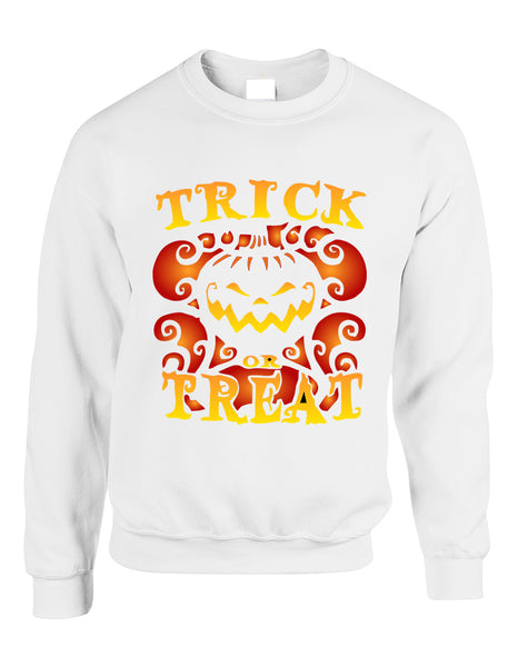 Adult Sweatshirt Trick Or Treat Cool Halloween Pumpkin Top
