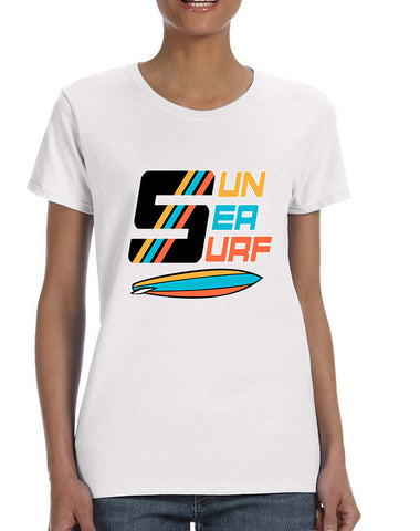 Women's T Shirt Sun Sea Surf Lover Summer Tee Beachwear