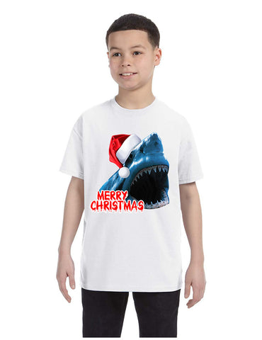 Kids Youth T Shirt Santa Jaws Merry Christmas Ugly Xmas Fun Tee