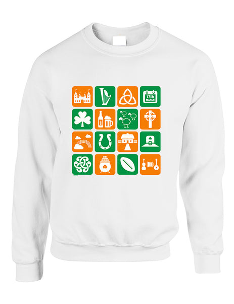 Adult Sweatshirt Irish Icons St Patrick's Day Symbols Top