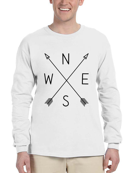 Men's Long Sleeve Compass Arrow Crossed Cool Graphic Top NWSE - ALLNTRENDSHOP - 5