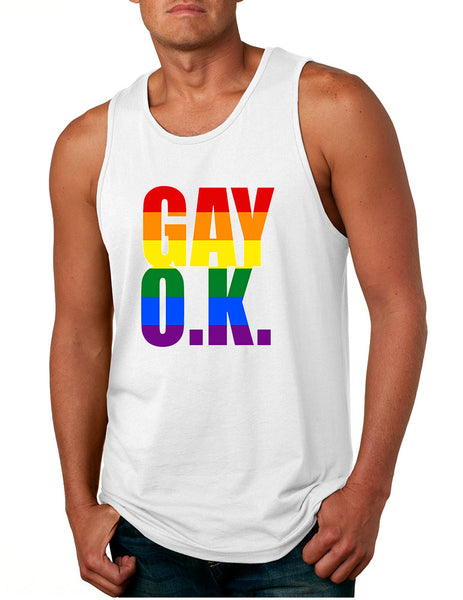 Men's Tank Top Gay OK Rainbow Pride Colors Support Love