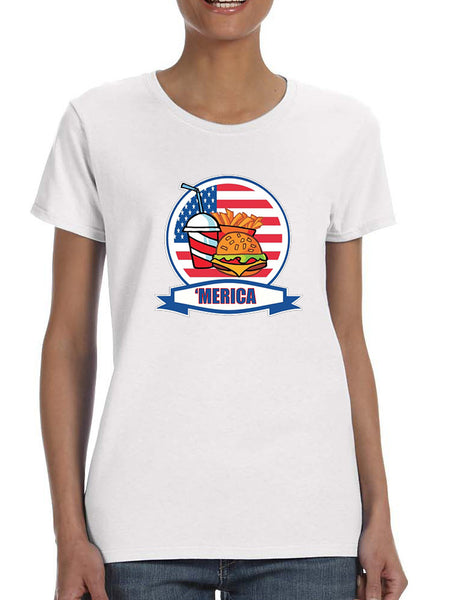 Women's T Shirt Fast Food 'merica Love USA 4th Of July