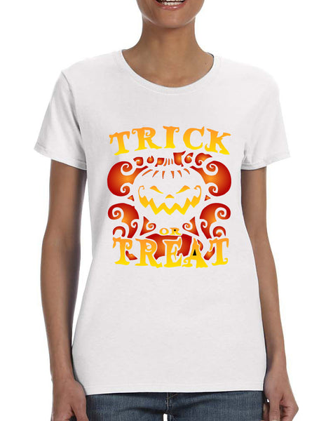 Women's T Shirt Trick Or Treat Cute Halloween Pumpkin Tshirt