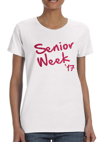 Women's T Shirt Senior Week 17 Glitter Pink Class Of 2017