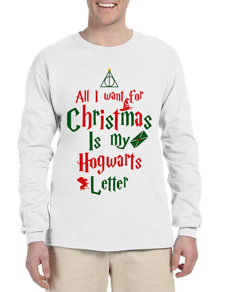 Men's Long Sleeve All I Want For Xmas Is Hogwarts Letter Cool Gift
