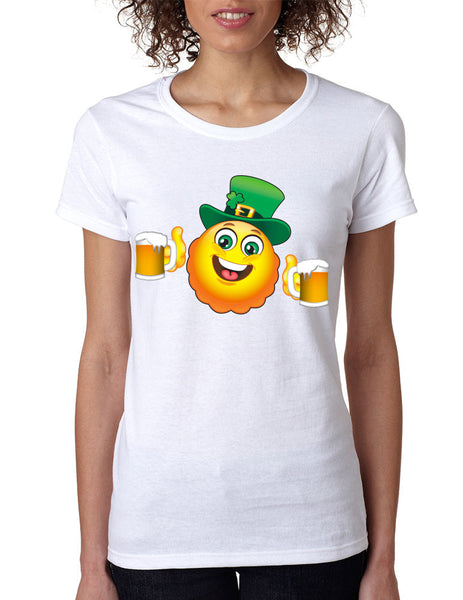 Irish smiling Emoji ST patricks women t-shirt - ALLNTRENDSHOP - 3