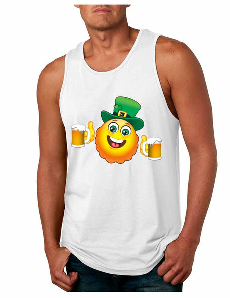 Irish smiling Emoji ST patricks men jersey tanktop - ALLNTRENDSHOP - 3