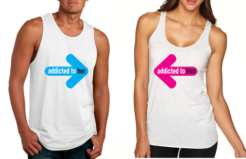 Addicted to her Addicted to him Valentine day tanktop Couple - ALLNTRENDSHOP