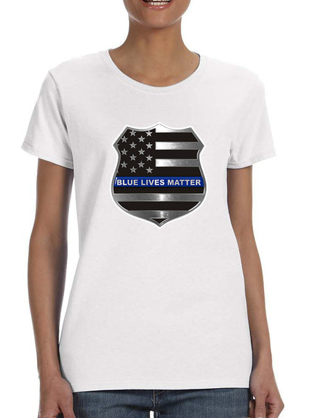 Women's T Shirt Blue Lives Matter American Flag Tee