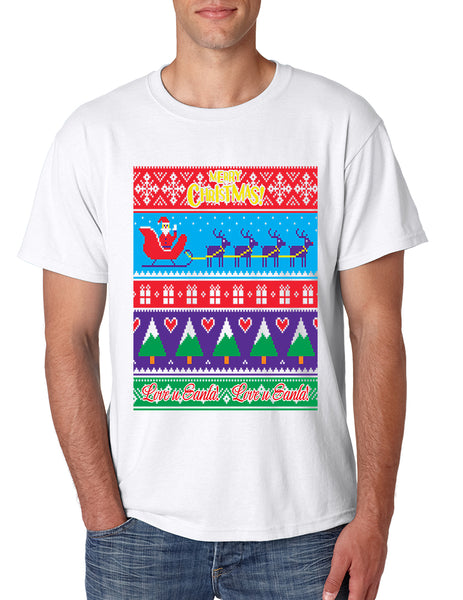 Men's T Shirt Love U Santa Merry Ugly Christmas Top Cute Gift
