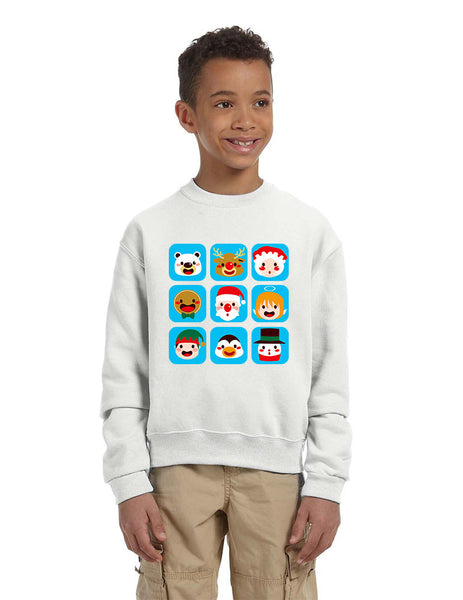 Kids Crewneck Christmas Icons Cute Holiday Symbols Top - ALLNTRENDSHOP - 5