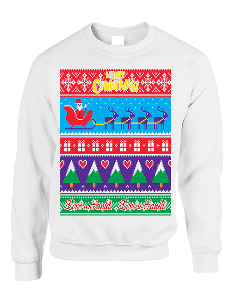 Adult Sweatshirt Love U Santa Merry Ugly Christmas Top Cool Gift