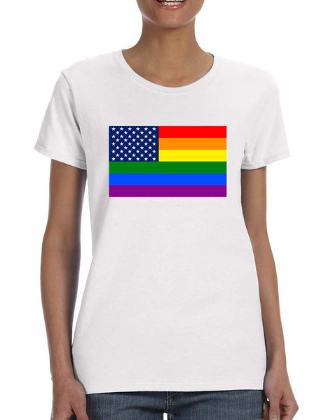 Women's T Shirt United States Gay Pride Flag Love Parade Tee