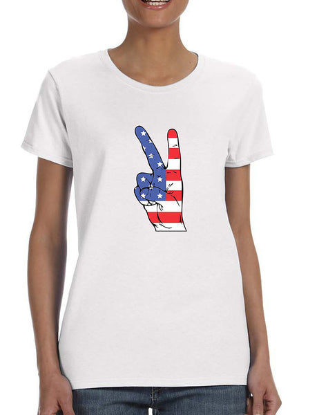 Women's T Shirt American Flag Hand 4th Of July Graphic Tee