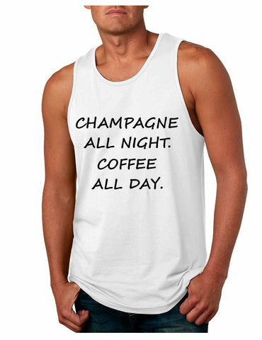 Men's Tank Top Champagne All Night Coffee All Day Cool Party Top - ALLNTRENDSHOP - 1