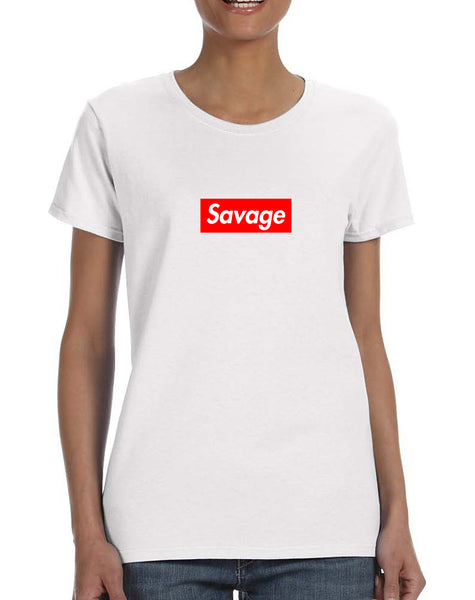 Women's T Shirt Savage Red Box Trendy Cool Tee Shirt