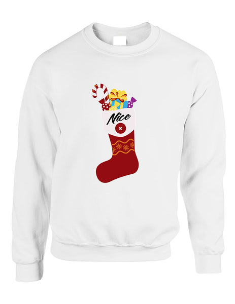 Adult Sweatshirt Nice Xmas Ugly Socks Graphic Funny Holiday Gift