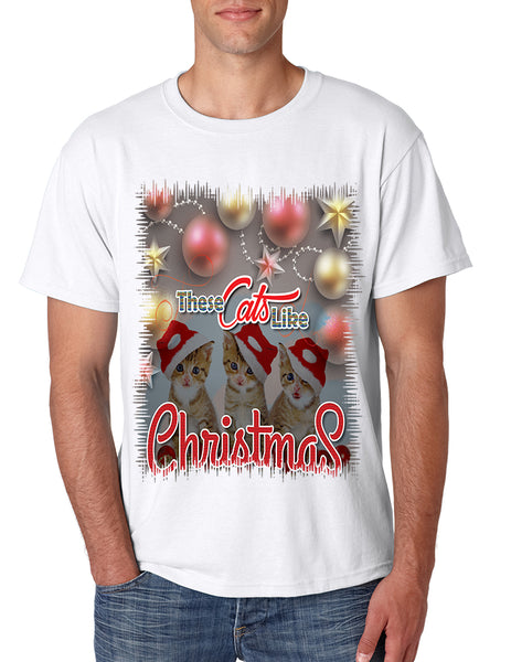 Men's T Shirt These Cats Like Christmas Cute Gift Cat Lover Shirt