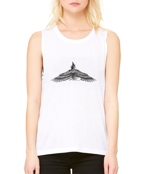 Rihanna inspired body tattoos women Flowy Scoop Muscle Tank