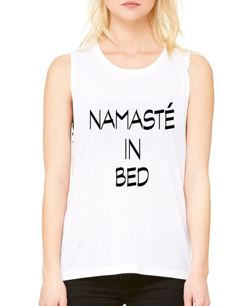 Namaste in bed women Flowy Scoop Muscle Tank - ALLNTRENDSHOP - 3