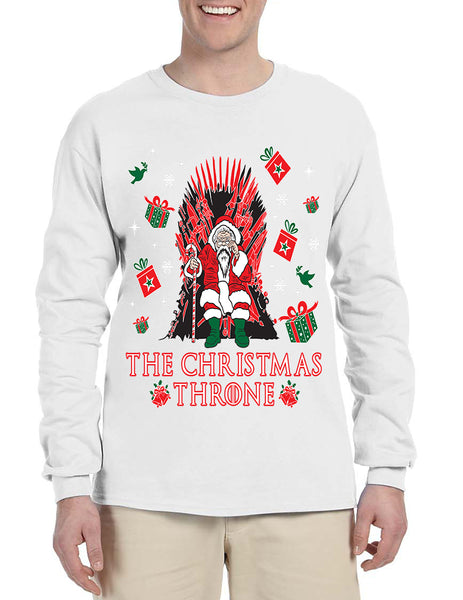 Men's Long Sleeve The Christmas Throne Santa Trendy Ugly Xmas