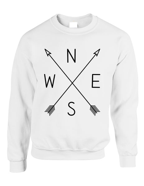 Adult Sweatshirt Compass Arrow Nice Cool NWSE Graphic Top - ALLNTRENDSHOP - 7