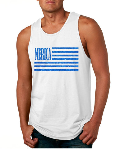 Men's Tank Top Merica Glitter Blue Flag 4th Of July Top