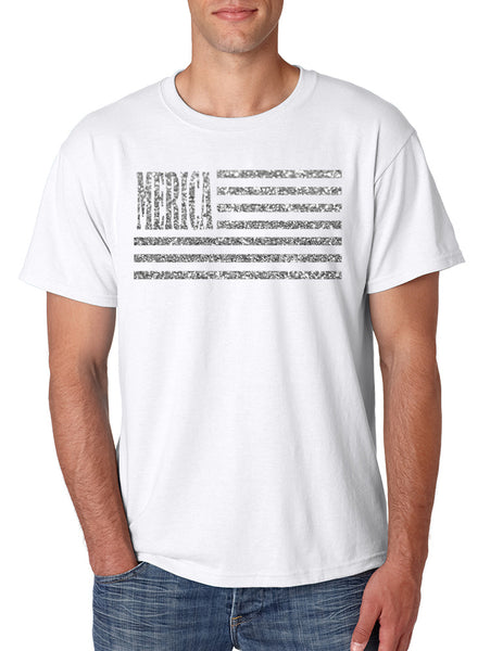 Men's T Shirt Merica Glitter Silver Flag 4th Of July USA Tee