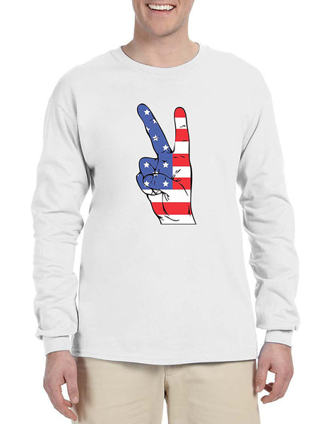 Men's Long Sleeve American Flag Hand 4th Of July Shirt