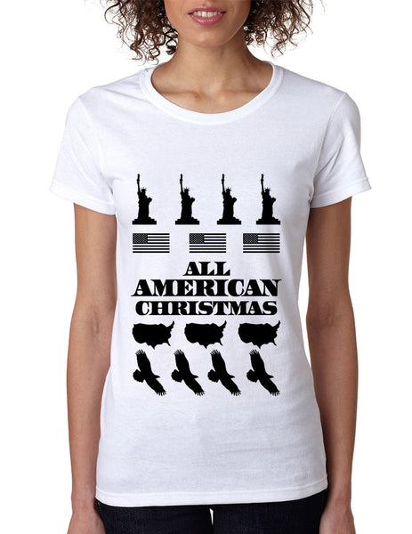 Women's T Shirt Merry American Christmas Ugly Sweater USA Top - ALLNTRENDSHOP - 4