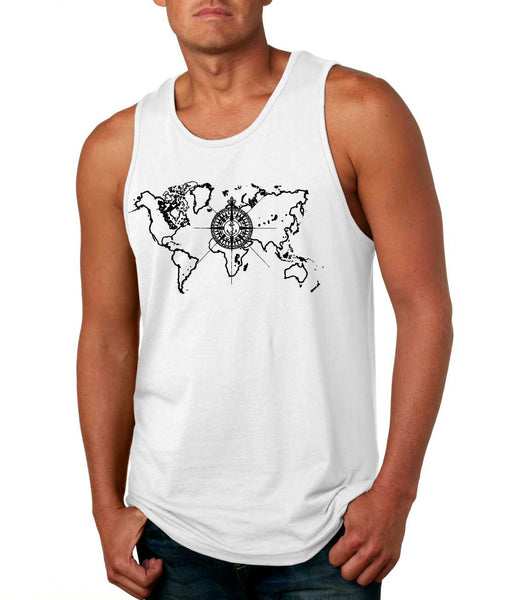 Men's Tank Top World Map Compass Cool Graphic Top - ALLNTRENDSHOP - 6