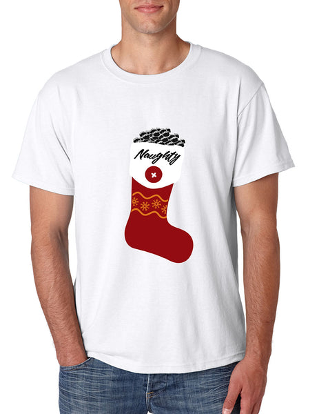Men's T Shirt Naughty Xmas Ugly Socks Graphic Holiday Gift Funny Tee