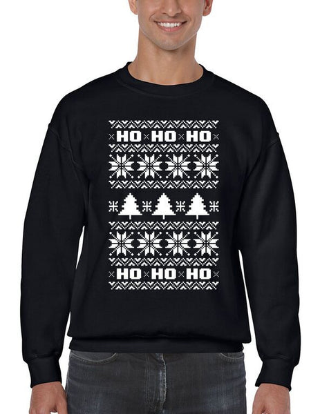 HO HO HO Men's Crewneck Sweatshirt Ugly Christmas Sweater - ALLNTRENDSHOP