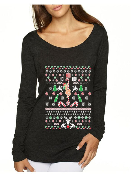 HO HO HO Christmas Dancer Women's Shirt Ugly Christmas Sweater - ALLNTRENDSHOP
