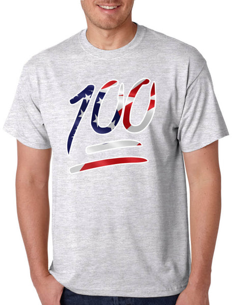 Men's T Shirt 100 Emoji USA Flag Trendy 4TH Of July Top Party Tee