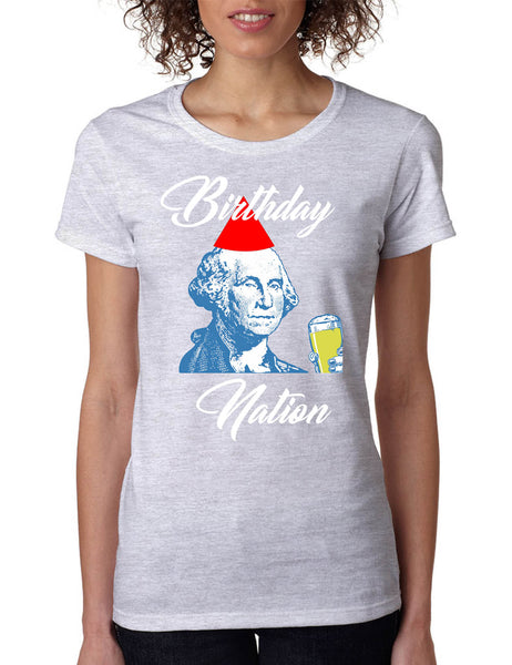 Women's T Shirt Birthday Nation Trendy 4th Of July USA Party Tee