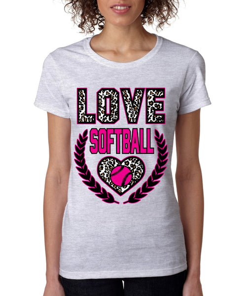 Love Softball Leopard women's T-Shirts - ALLNTRENDSHOP - 3