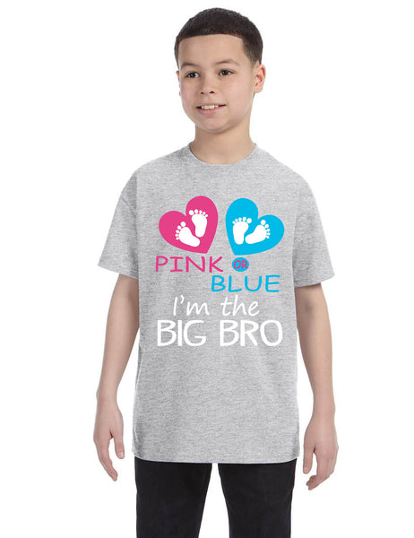 Kids Youth T Shirt Pink Or Blue Im The Big Bro New Brother Reveal Tee