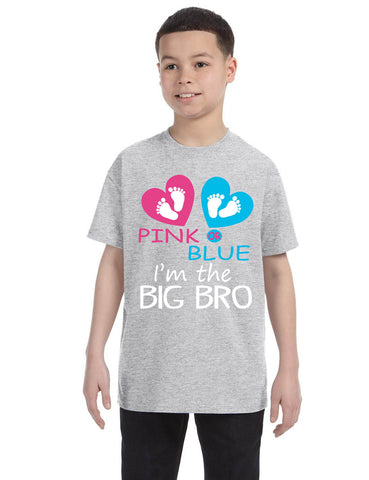 Kids Youth T Shirt Pink Or Blue Im The Big Bro New Brother Reveal Tee