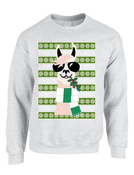 Adult Sweatshirt Cool Llama Ugly Christmas Fun Cute Animal Lover Gift