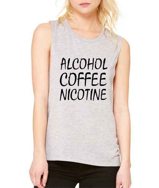 Women's Flowy Muscle Top Alcohol Coffee Nicotine - ALLNTRENDSHOP - 2