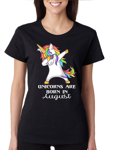 Women's T Shirt Dabbing Unicorns Are Born In Custom Month Bday Gift