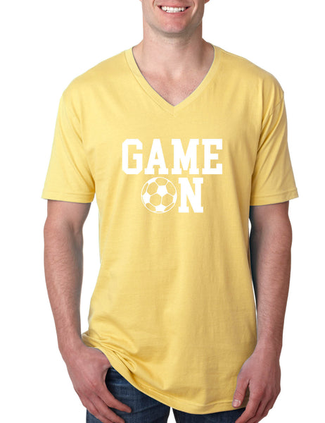 Men's V Shirt Game On Soccer Tee Shirt Team Gift Love Sport Fans Tee