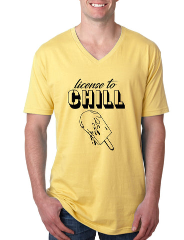Men's V Shirt License To Chill Funny Vacation Tee Cool Summer Shirt