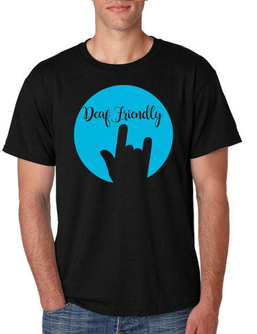 Men's T Shirt Deaf Friendly Deaf Awareness ASL Support Acceptance